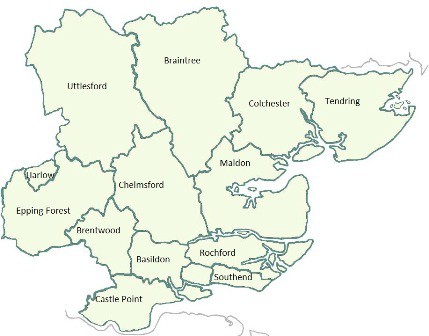 Map showing the local authorities making up the Essex Waste Partnership